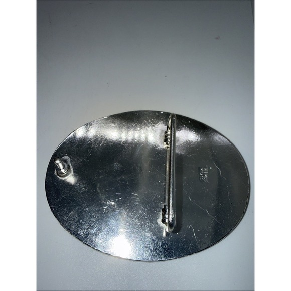 German Or Alpaca Silver Belt Buckle Hencho In Mexico Gold Rider Not Used A26 - Picture 3 of 4